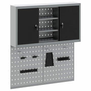 Vidaxl gereedschapskast set met plank 3 st zwart gepoedercoat staal - afbeelding 2