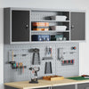 Vidaxl gereedschapskast set met plank 4 pcs zwart gepoedercoat staal