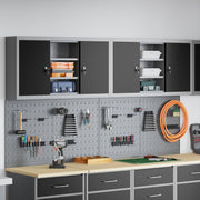 Vidaxl gereedschapskast set met plank 4 st zwart gepoedercoat staal - afbeelding 1
