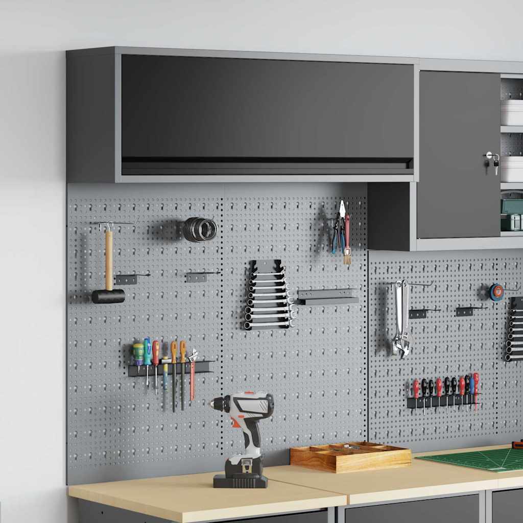 Vidaxl gereedschapskast set met plank 3 st zwart gepoedercoat staal