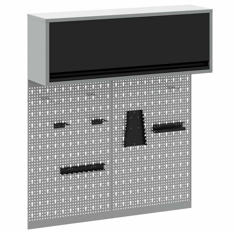 Vidaxl gereedschapskast set met plank 3 st zwart gepoedercoat staal