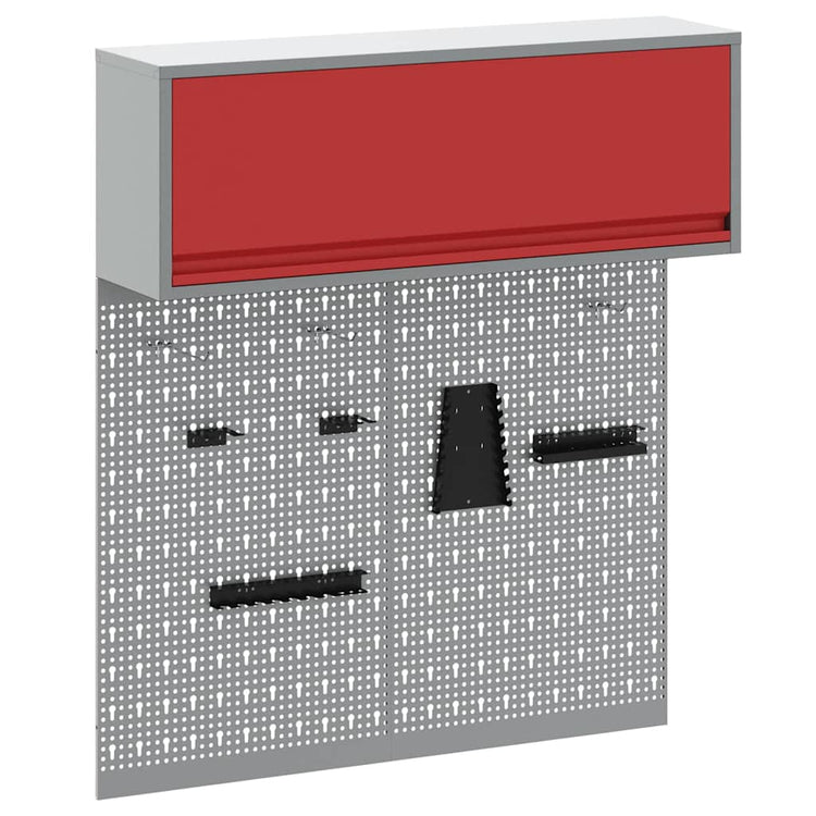 Vidaxl gereedschapskast set met plank 3 st rood gepoedercoat staal