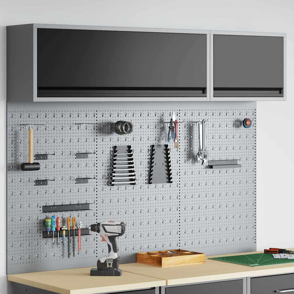 Vidaxl gereedschapskast set met plank 5 st zwart gepoedercoat staal