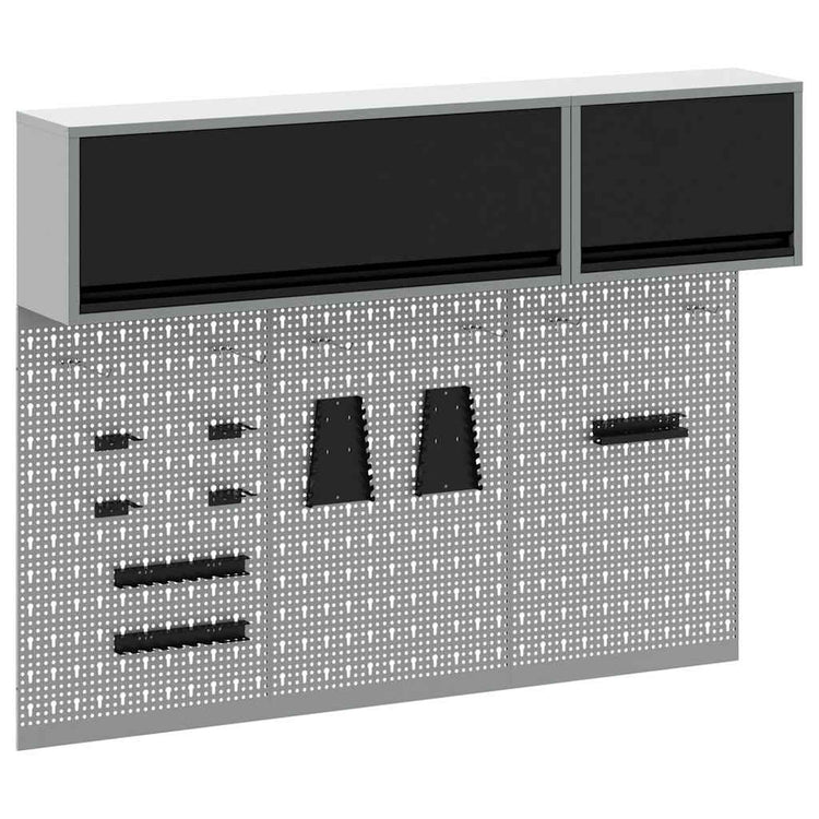 Vidaxl gereedschapskast set met plank 5 st zwart gepoedercoat staal