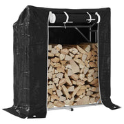 Vidaxl haardhoutrek met regenhoes 100,5x40,5x110,5 cm staal - afbeelding 1