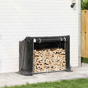 Vidaxl haardhoutrek met regenhoes 151x60,5x110,5 cm staal - afbeelding 3