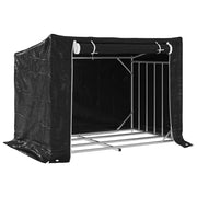 Vidaxl haardhoutrek met regenhoes 150,5x100,5x110,5 cm staal - afbeelding 2