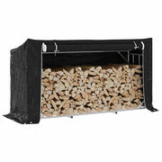 Vidaxl haardhoutrek met regenhoes 200,5x60,5x110,5 cm staal - afbeelding 1