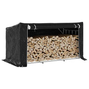 Vidaxl haardhoutrek met regenhoes 200,5x100,5x110,5 cm staal - afbeelding 1