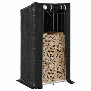 Vidaxl haardhoutrek met regenhoes 100x80x200 cm gegalvaniseerd staal - afbeelding 1