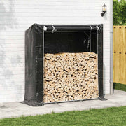 Vidaxl haardhoutrek met regenhoes 200x60x200 cm gegalvaniseerd staal - afbeelding 3