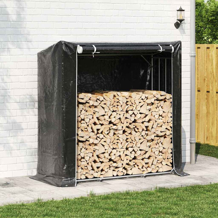 Vidaxl haardhoutrek met regenhoes 200x80x200 cm gegalvaniseerd staal