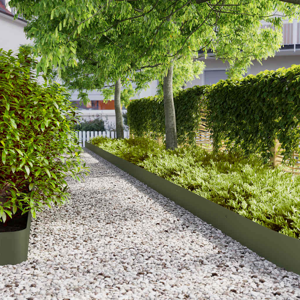 Vidaxl gazonrand 10 st 20 x 103 cm koudgewalst staal olijfgroen