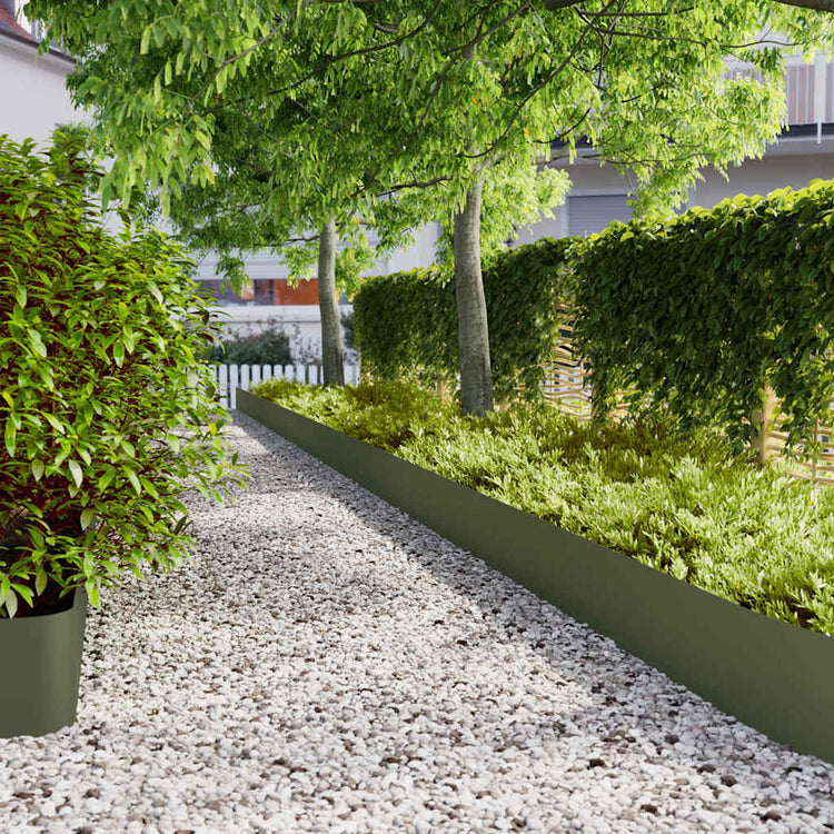Vidaxl gazonrand 20 st 25 x 103 cm koudgewalst staal olijfgroen