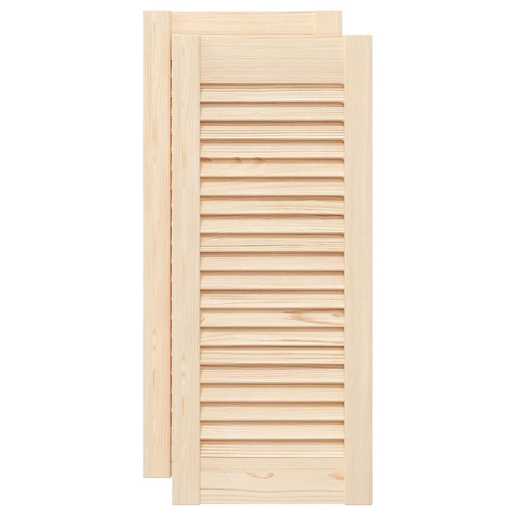 Vidaxl kastdeuren met lamellen 2 st 69x29,5 cm massief grenenhout
