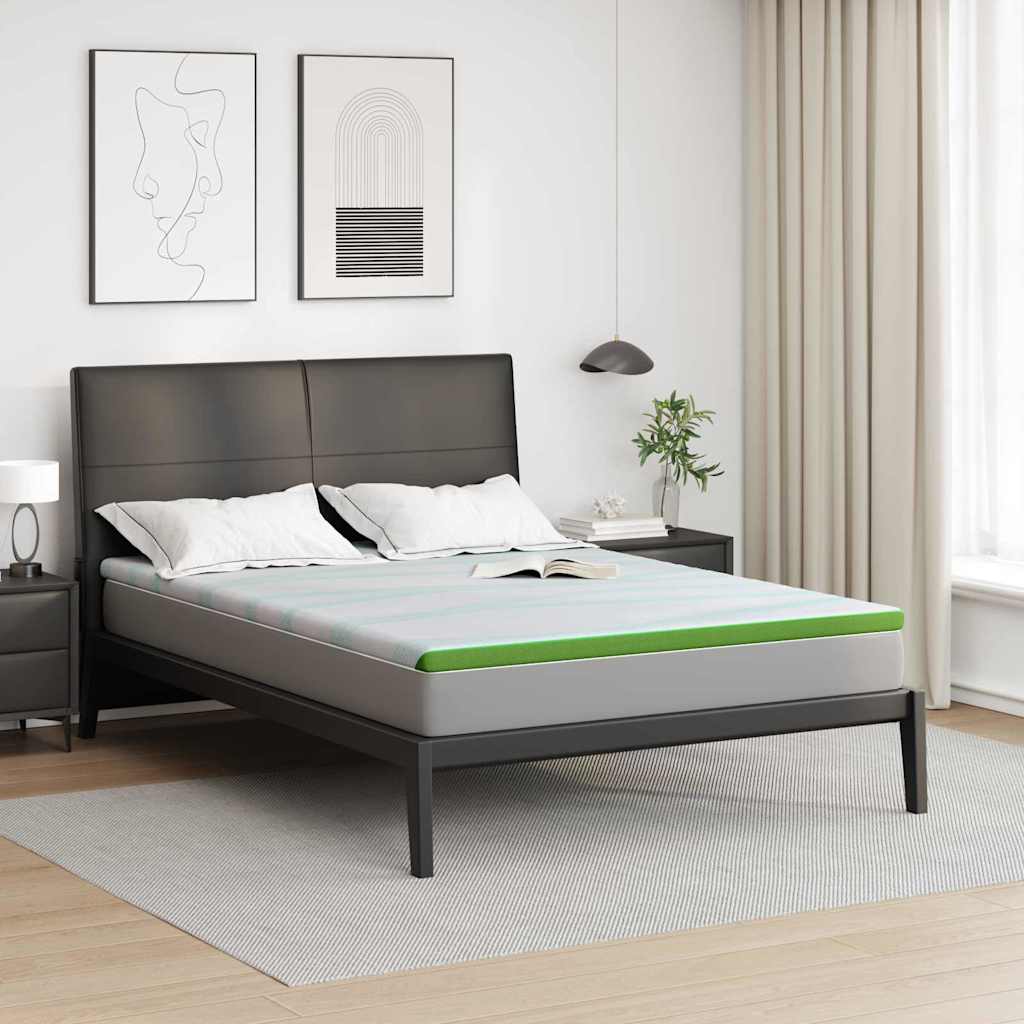 Vidaxl matrastopper wit en groen 140 x 190 cm jacquard stof