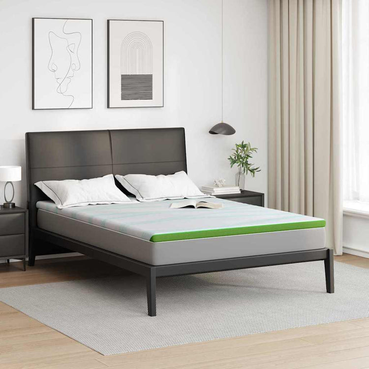 Vidaxl matrastopper wit en groen 160 x 200 cm jacquard stof