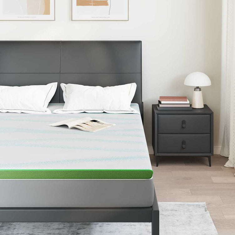 Vidaxl matrastopper 180 x 200 cm dik jacquard stof wit en groen