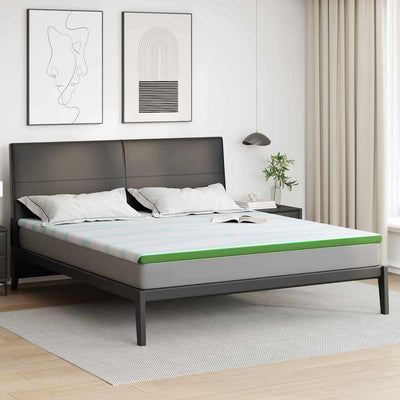 Vidaxl matrastopper wit en groen 200 x 200 cm jacquard stof