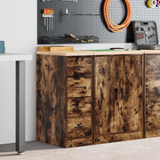 Vidaxl garagekast 30x51x85 cm massief grenenhout gerookt eiken - afbeelding 1