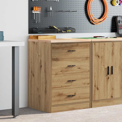 Vidaxl garagekast 60x51x85 cm massief grenenhout artisan eikenkleurig