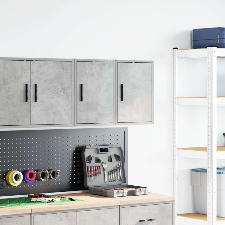 Vidaxl garagewandkasten 2 st bewerkt hout betongrijs