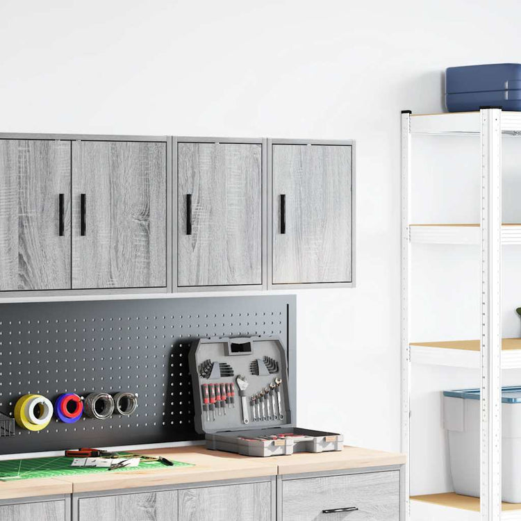 Vidaxl garagewandkasten 2 st spaanplaat sonoma grijs