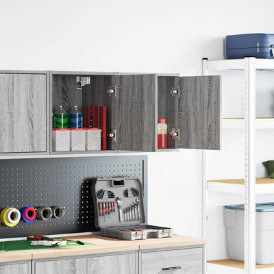 Vidaxl garagewandkasten 2 st spaanplaat sonoma grijs