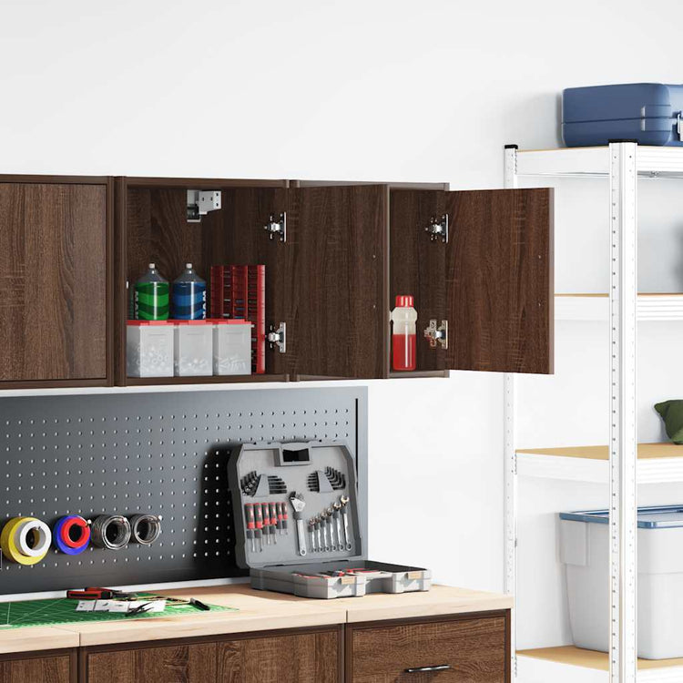 Vidaxl garagewandkasten 2 st spaanplaat bruin eiken