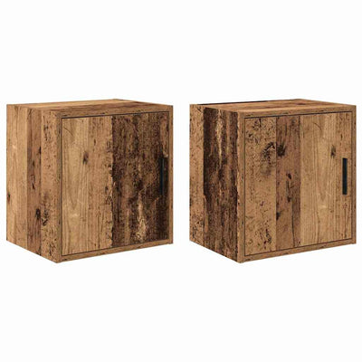 Vidaxl garage wandkasten 2 st bewerkt hout oud hout