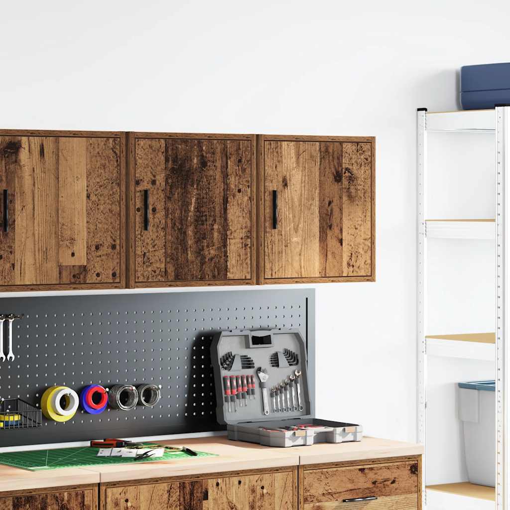 Vidaxl garage wandkasten 2 st bewerkt hout oud hout
