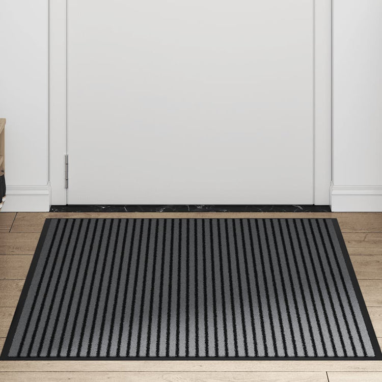Vidaxl deurmat 90x150 cm gestreept 90x150 cm zwart en grijs
