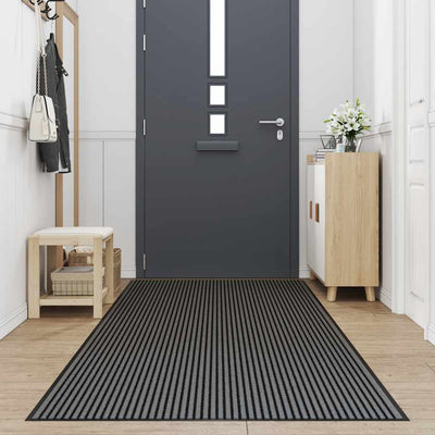 Vidaxl deurmat 115x400 cm gestreept 115x400 cm zwart en grijs