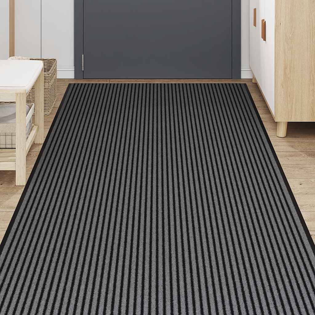 Vidaxl deurmat 115x400 cm gestreept 115x400 cm zwart en grijs