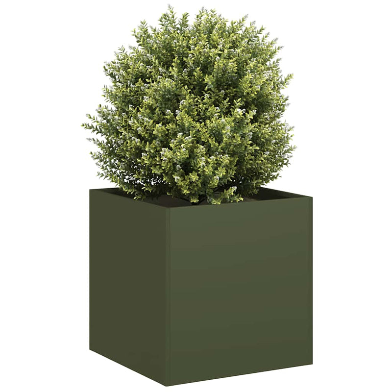 Vidaxl plantenbak 40x40x40 cm koudgewalst staal olijfgroen