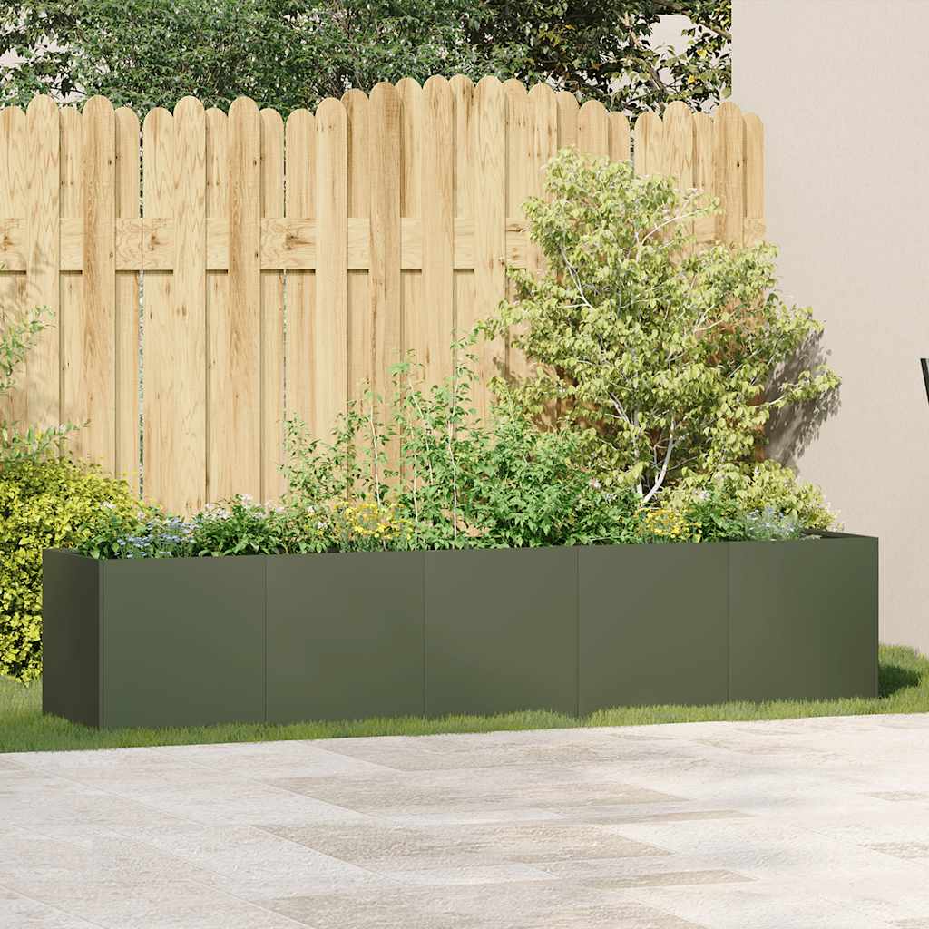 Vidaxl plantenbak 200x40x40 cm koudgewalst staal olijfgroen