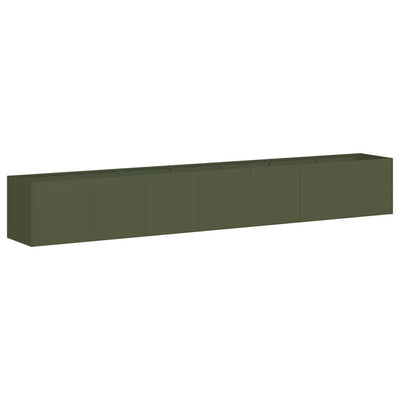 Vidaxl plantenbak 280x40x40 cm koudgewalst staal olijfgroen