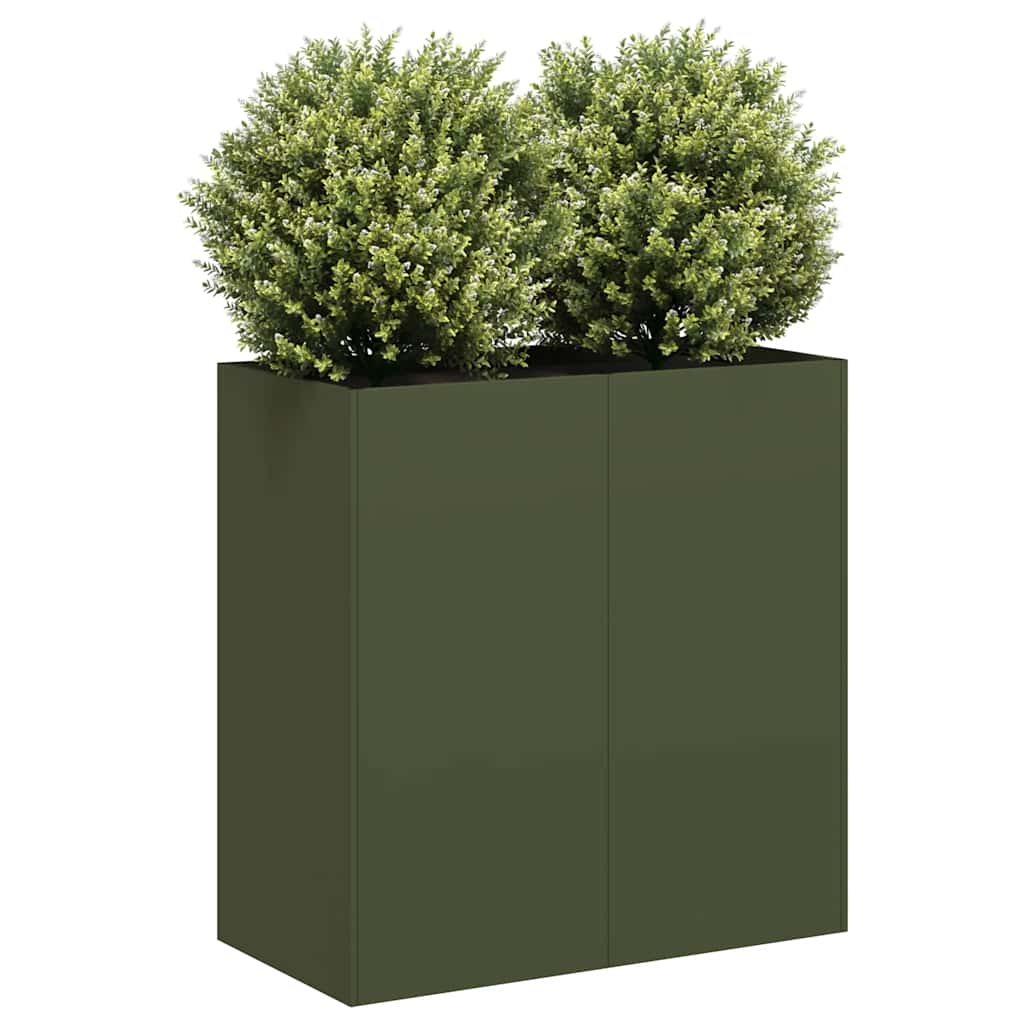 Vidaxl plantenbak 80x40x80 cm koudgewalst staal olijfgroen