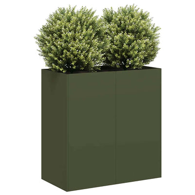 Vidaxl plantenbak 80x40x80 cm koudgewalst staal olijfgroen