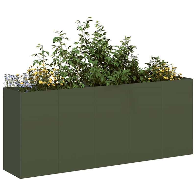 Vidaxl plantenbak 200x40x80 cm koudgewalst staal olijfgroen