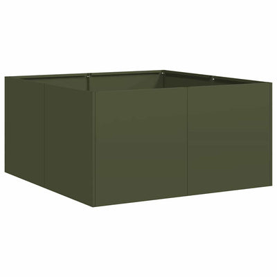 Vidaxl plantenbak 80x80x40 cm koudgewalst staal olijfgroen