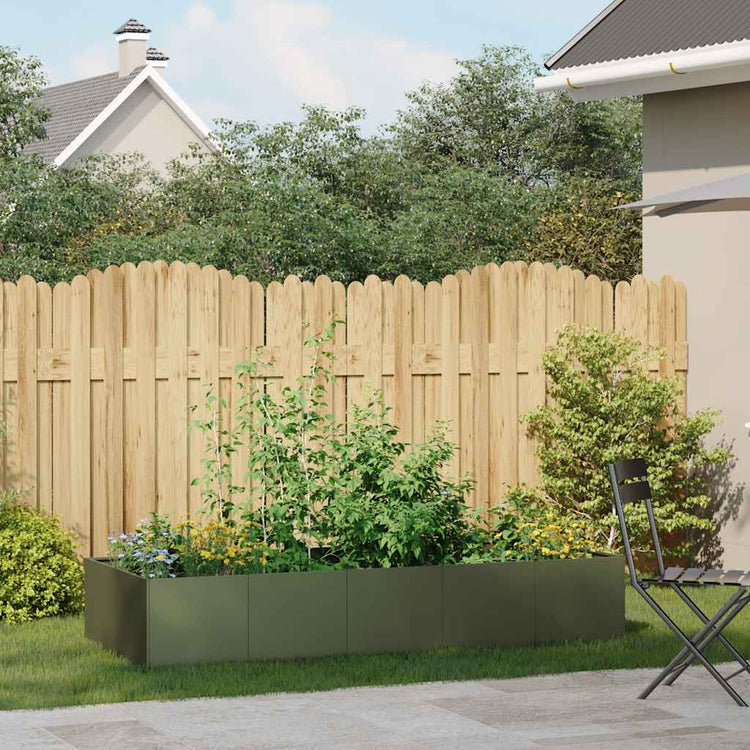 Vidaxl plantenbak 200x80x40 cm staal olijfgroen