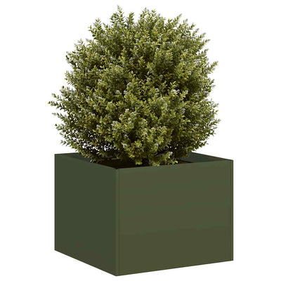 Vidaxl plantenbak 40x40x30 cm staal olijfgroen