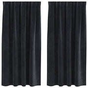 Vidaxl gordijnen 2 st zwart 140 x 175 cm fluweel - afbeelding 2
