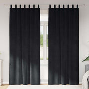 Vidaxl gordijnen 2 st zwart 140 x 225 cm fluweel - afbeelding 1