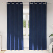 Vidaxl gordijnen 2 st donkerblauw 140 x 225 cm fluweel - afbeelding 1