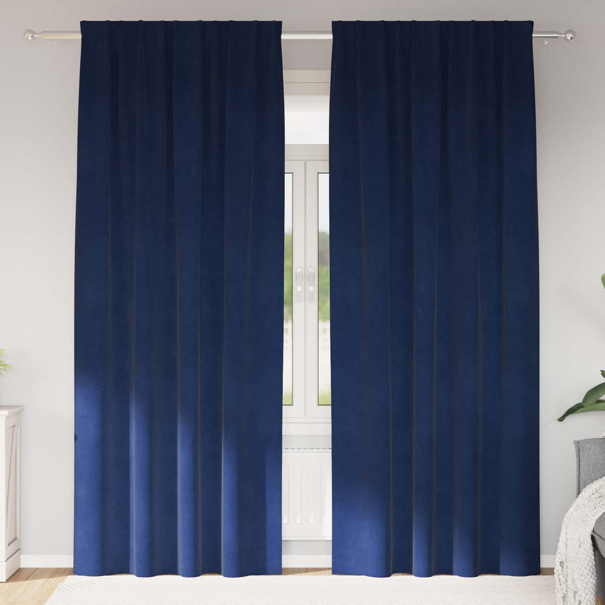Vidaxl gordijnen 2 st donkerblauw 140 x 225 cm fluweel