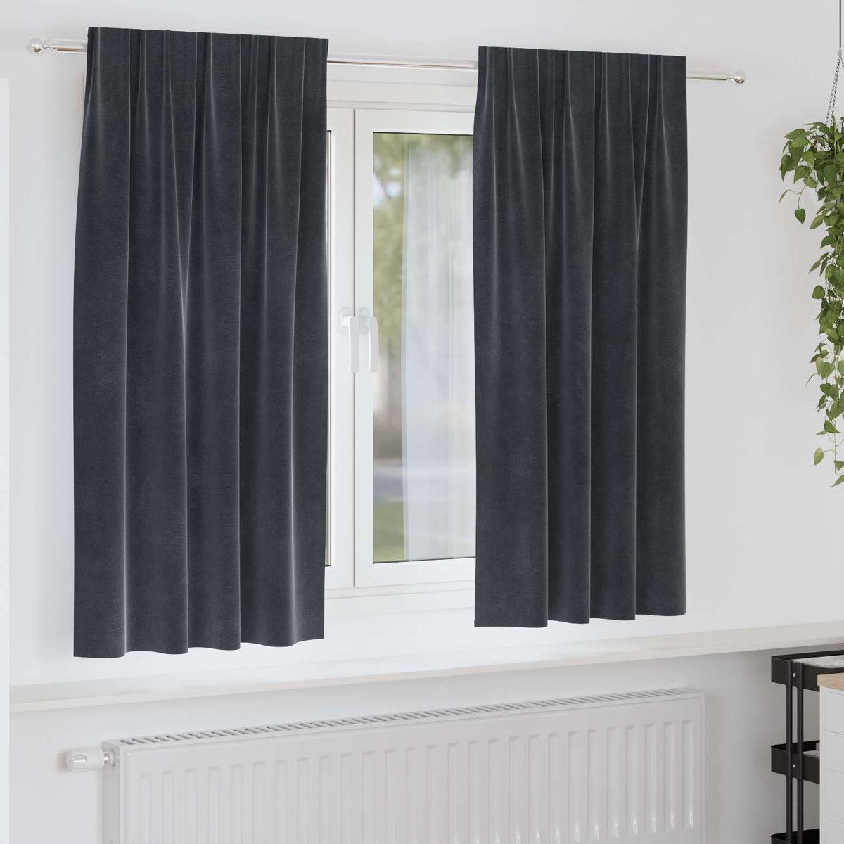 Vidaxl gordijnen 2 st donkergrijs 140 x 175 cm fluweel