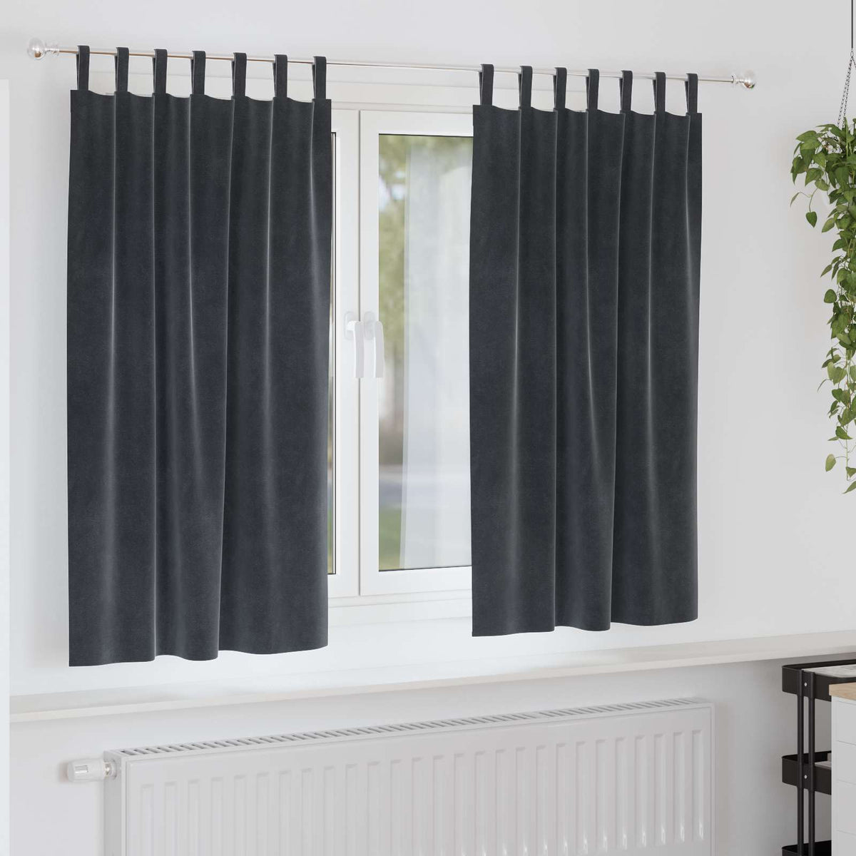 Vidaxl gordijnen 2 st donkergrijs 140 x 175 cm fluweel