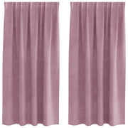 Vidaxl gordijnen 2 st donkerroze 140 x 175 cm fluweel - afbeelding 2